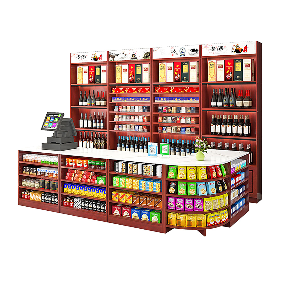 Cigarette Counter Cashier Desk Convenience Store & Supermarket Back Cabinet Tobacco & Alcohol Cabinet  Modular Bar Counter
