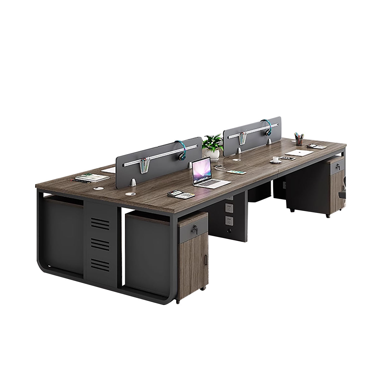 Modular Office Workstation Desk Set – 1/2/4/6-Person Staff Desk with Drawers & Cable Management