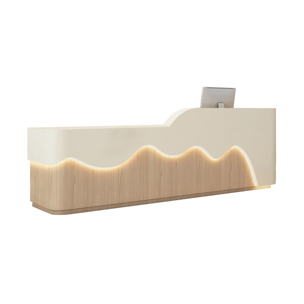 120-400cm Wood Grain Reception Desk – Modern Front Counter for Salons, Boutiques & Training Centres