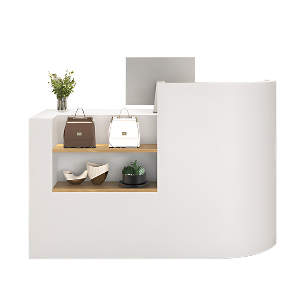 100cm–180cm Corner Reception Desk – White Front Desk for Boutiques, Salons and Small Stores