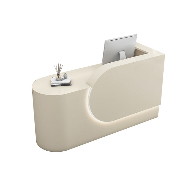 Minimalist Cream-Style Reception Desk with LED Lighting – Salon, Boutique & Yoga Front Counter