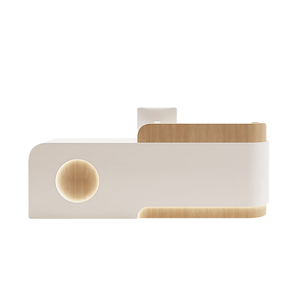 Luxury Cream Style Reception Desk – Modern L-Shaped Counter for Boutique & Salon