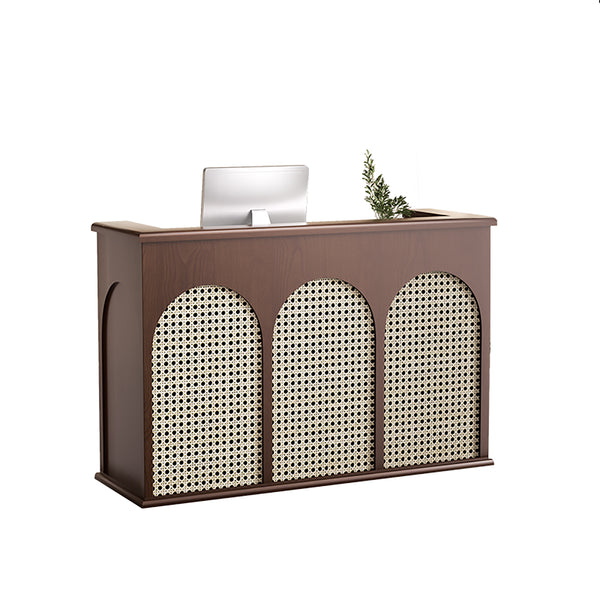 80cm–180cm Rattan Reception Desk – Compact Front Counter for Boutiques, Salons and Cafes