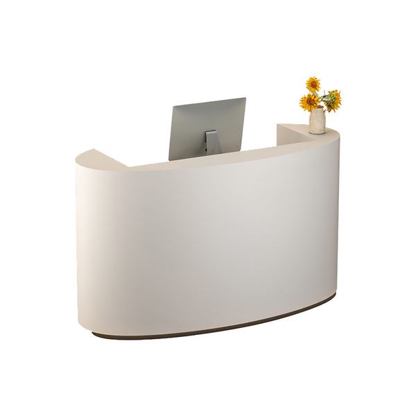 Luxury Cream-Style Curved Reception Desk – Small Front Counter for Salon & Boutique