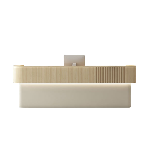Modern Curved Reception Desk for Beauty Salons, Hair Studios, and Fashion Stores