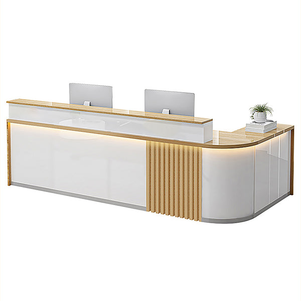 Modern Curved L-Shaped Reception Desk – Custom Salon and Office Counter 1.2-4m White Reception Desks