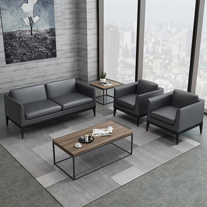 Modern Leather Reception Sofa Set – Single, Double & Triple Seater with Coffee Table