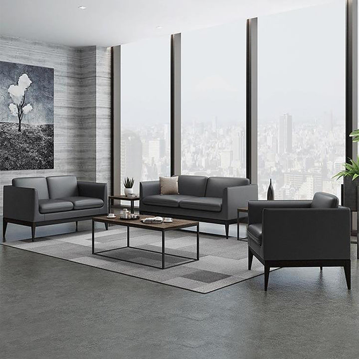 Modern Leather Reception Sofa Set – Single, Double & Triple Seater with Coffee Table