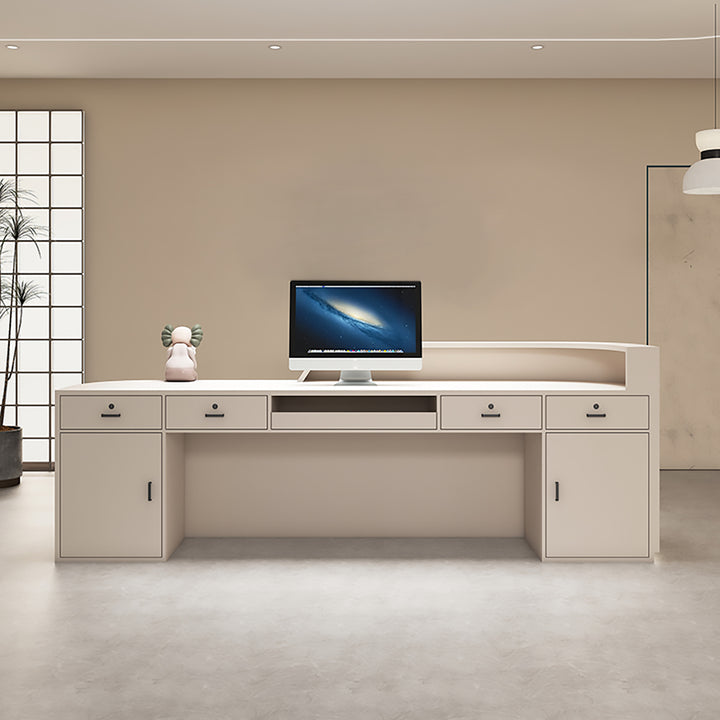 Reception Desk - Modern Curved L-Shaped Counter for Salons, Clothing Stores & Training Centres