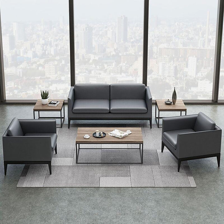 Modern Leather Reception Sofa Set – Single, Double & Triple Seater with Coffee Table