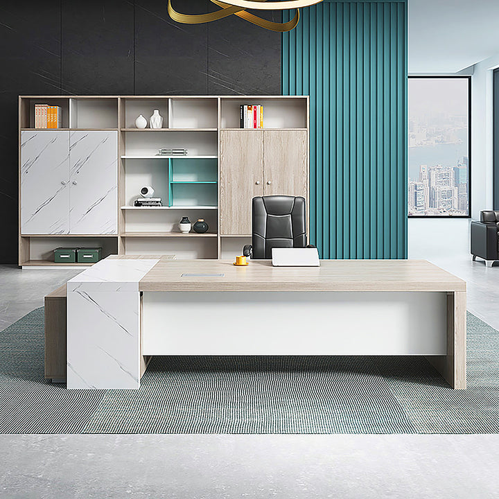 Modern Executive Office Desk · L-Shaped Design with Storage and Chair Options