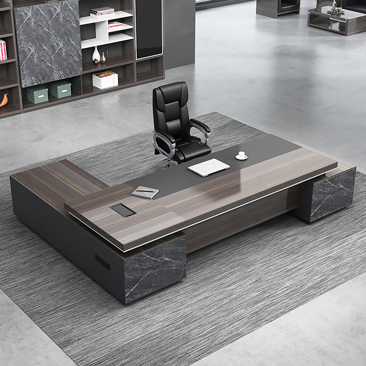 Modern Executive L-Shaped Desk – Black Office Furniture with Optional Storage and Chair