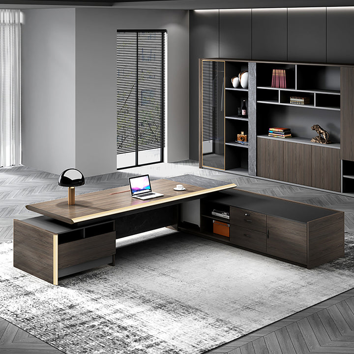 L-Shaped Executive Desk Brown