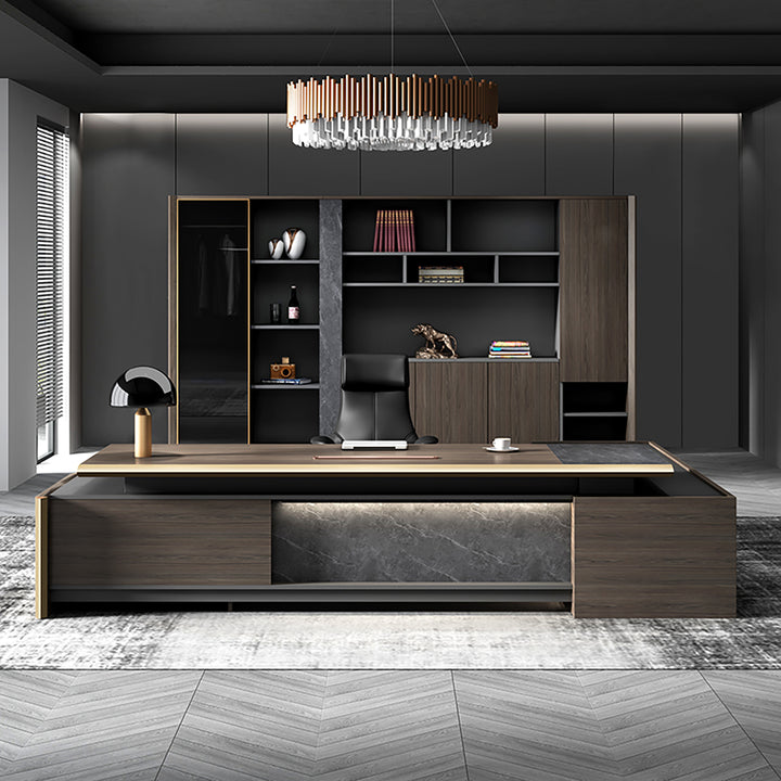 L-Shaped Executive Desk Brown