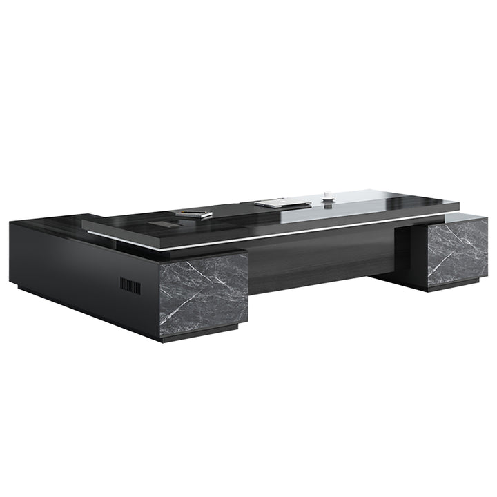 Modern Executive L-Shaped Desk – Black Office Furniture with Optional Storage and Chair