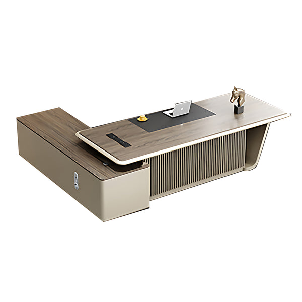 Modern Executive L-Shaped Desk Set – 2m–2.6m Office Desk with Storage, Lockable Drawers  Matching Chair