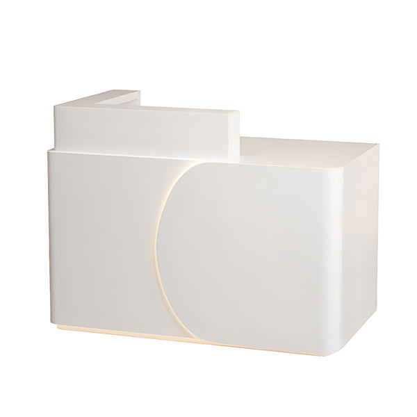 Plosia Modern Reception Desk – White Front Desk for Boutiques, Salons and Offices