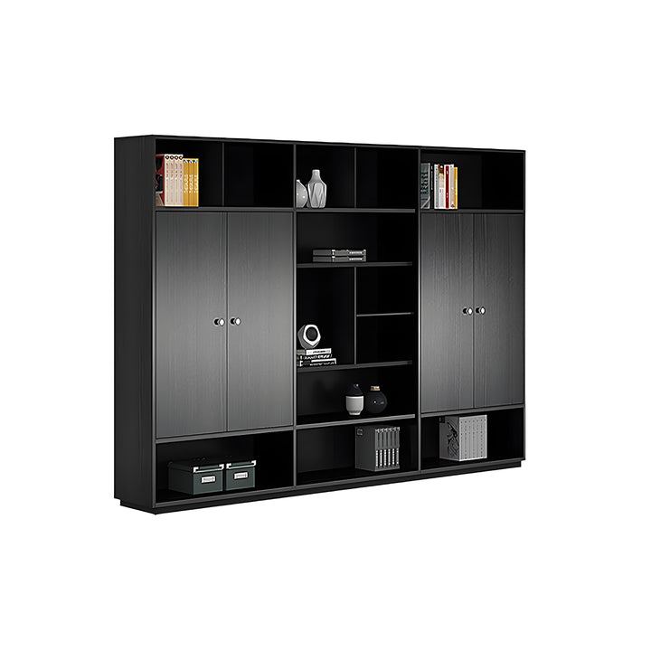 Modern Executive Office Desk · L-Shaped Design with Storage and Chair Options  Storage cabinet  black