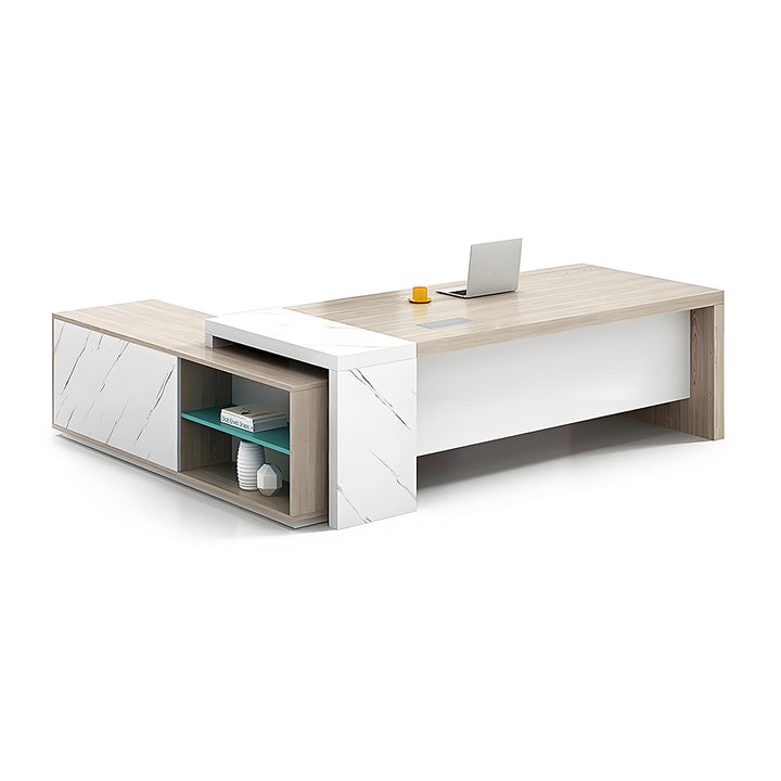 Modern Executive Office Desk · L-Shaped Design with Storage and Chair Options