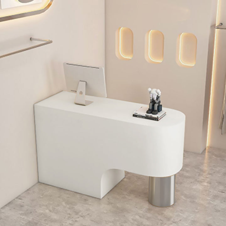 Reception Desk Cashier Counter Front Desk Table Stainless Steel Painted Bar Counter Clothing Store & Salon Use