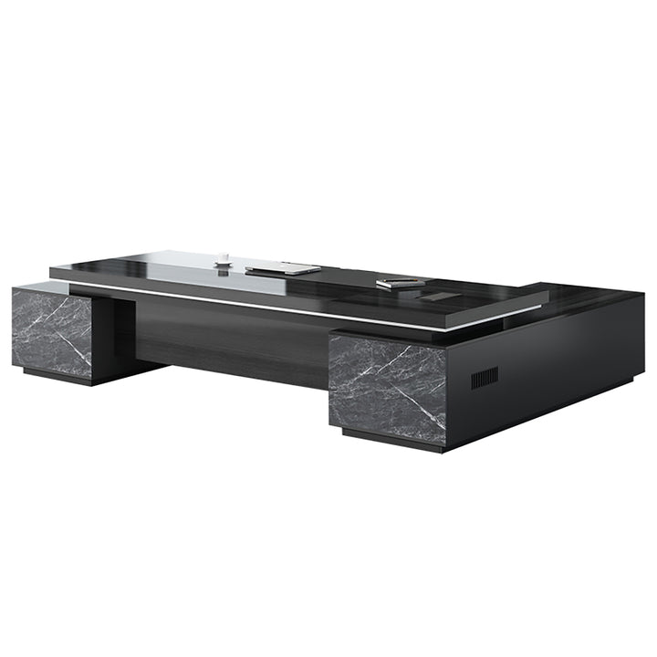 Modern Executive L-Shaped Desk – Black Office Furniture with Optional Storage and Chair