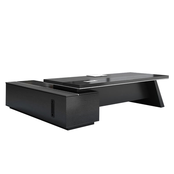 Plosia Executive L-Shaped Desk – Modern Black Office Table for Directors and Managers (100cm–280cm)
