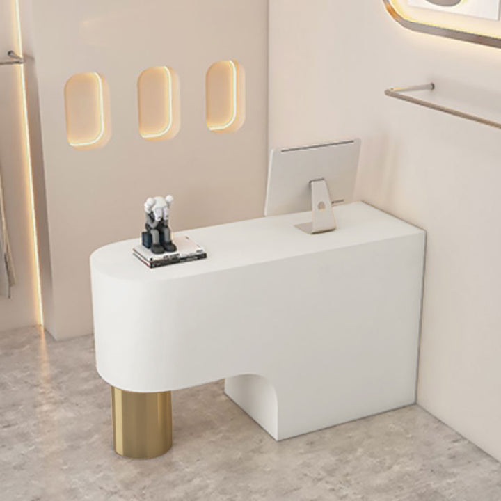 Reception Desk Cashier Counter Front Desk Table Stainless Steel Painted Bar Counter Clothing Store & Salon Use