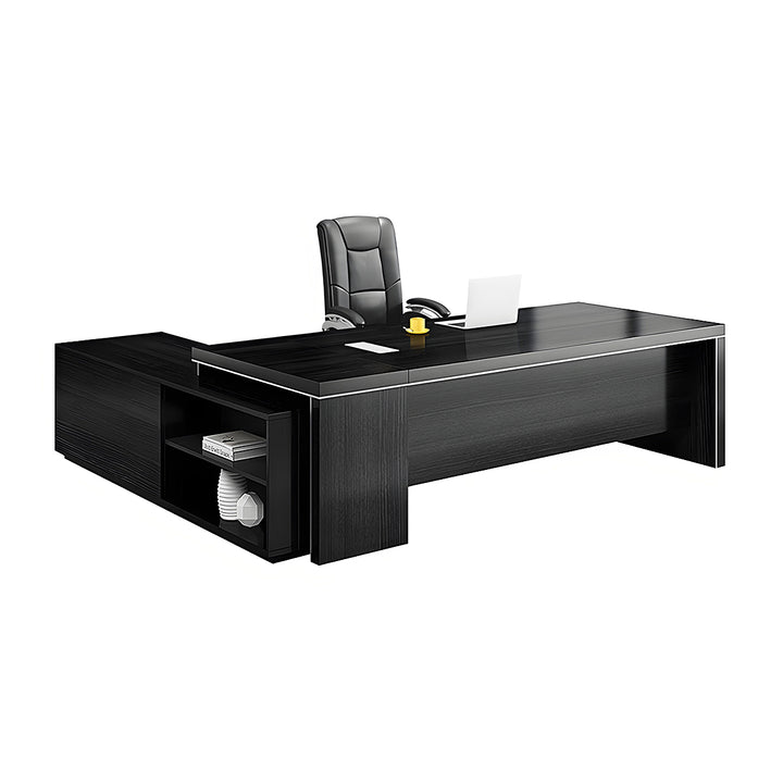 Modern Executive Office Desk · L-Shaped Design with Storage and Chair Options black