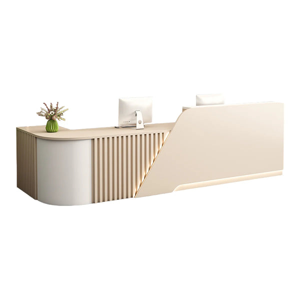 Modern L-Shaped Reception Desk – Curved Front Counter for Shops and Salons 1.2m–5m L-Shaped Desk