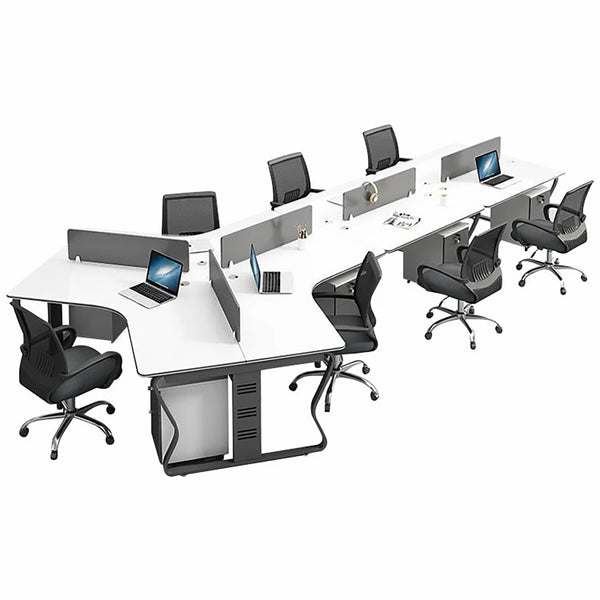 Plosia 5-Person Creative Office Workstation – Modern Multi-Person Desk Setup for Open Plan Offices office workstation