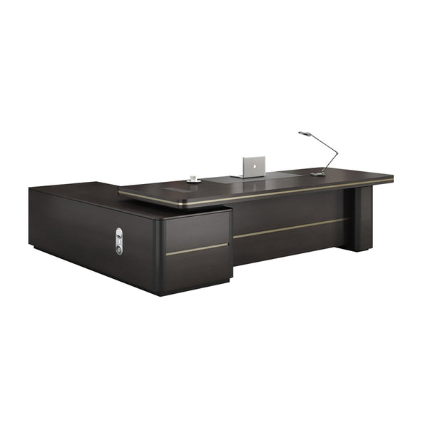 Modern Executive Office Desk and Chair Set – L-Shaped CEO Manager Desk with Storage (1.8m–3.2m)