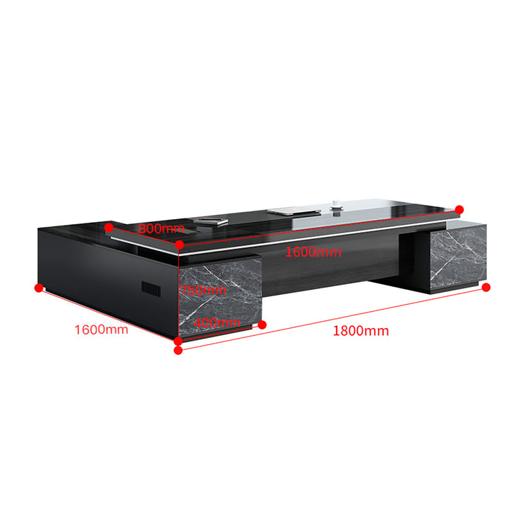 Modern Executive L-Shaped Desk – Black Office Furniture with Optional Storage and Chair