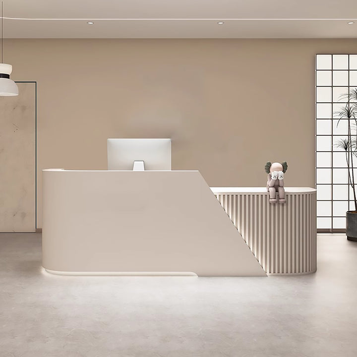 Reception Desk - Modern Curved L-Shaped Counter for Salons, Clothing Stores & Training Centres