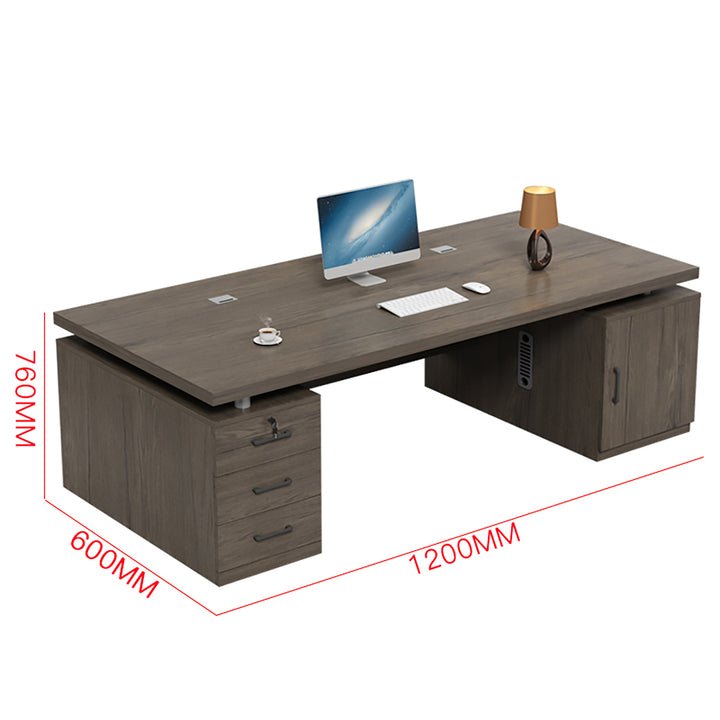 Modern Executive Office Desk Set – Compact Workstation with Double Cabinets & Chair