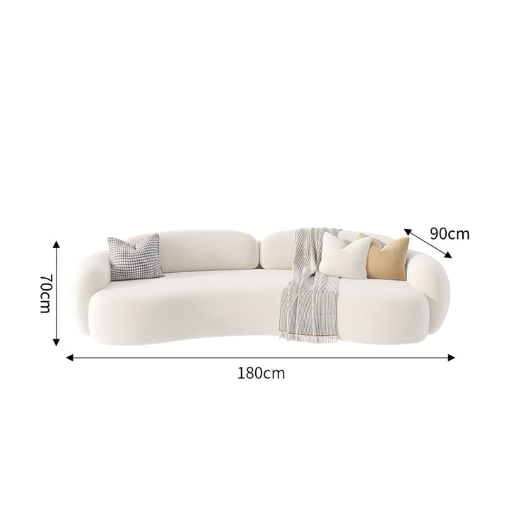 Curved Cream-Style Sofa Set – Soft Fabric Lounge with Coffee Table for Office, Boutique & Salon