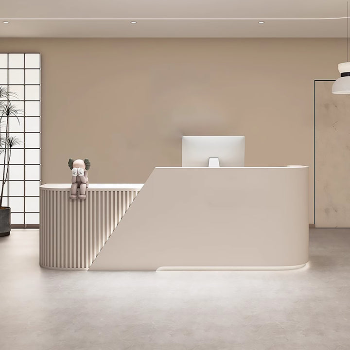 Reception Desk - Modern Curved L-Shaped Counter for Salons, Clothing Stores & Training Centres