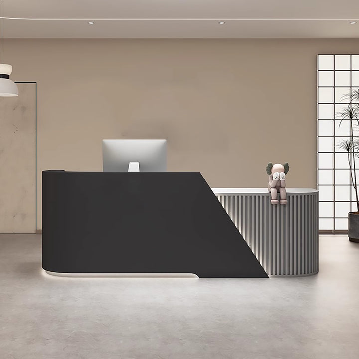 Reception Desk - Modern Curved L-Shaped Counter for Salons, Clothing Stores & Training Centres