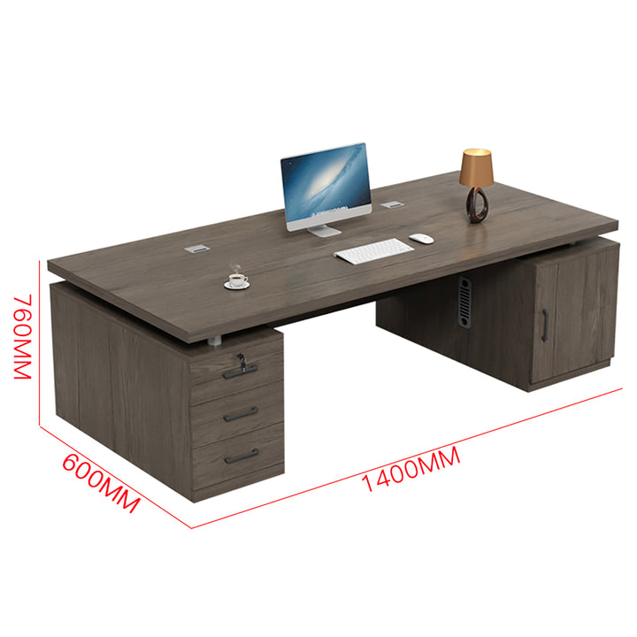 Modern Executive Office Desk Set – Compact Workstation with Double Cabinets & Chair