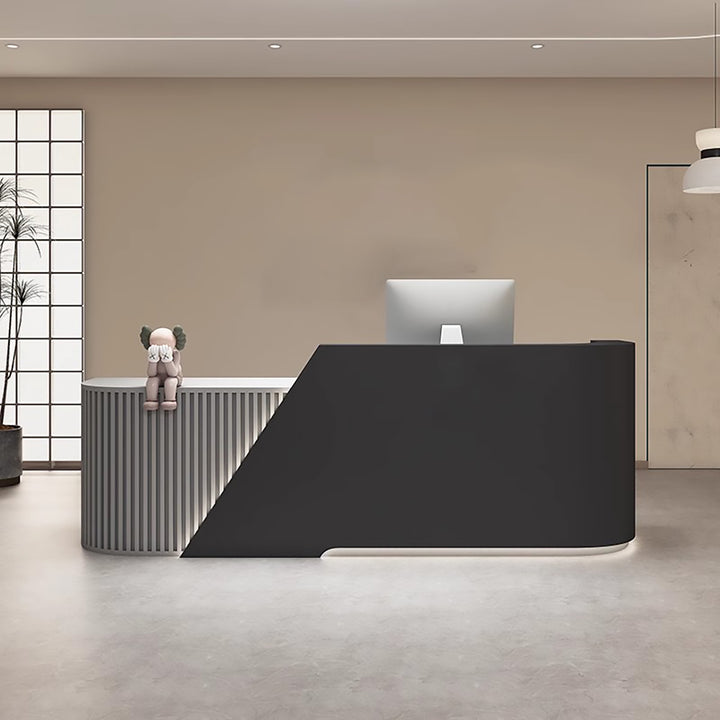 Reception Desk - Modern Curved L-Shaped Counter for Salons, Clothing Stores & Training Centres