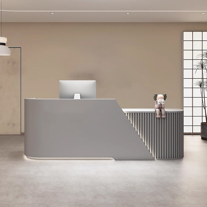 Reception Desk - Modern Curved L-Shaped Counter for Salons, Clothing Stores & Training Centres