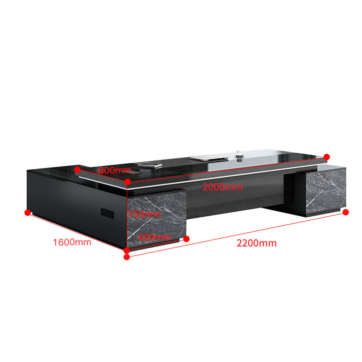 Modern Executive L-Shaped Desk – Black Office Furniture with Optional Storage and Chair