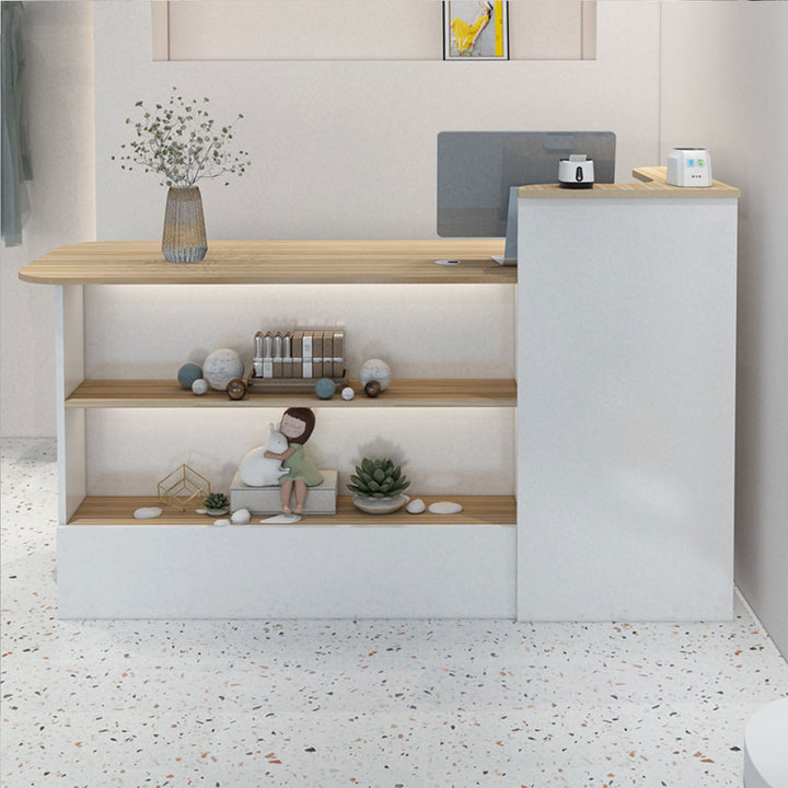 Wood color checkout counter