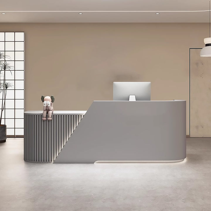 Reception Desk - Modern Curved L-Shaped Counter for Salons, Clothing Stores & Training Centres