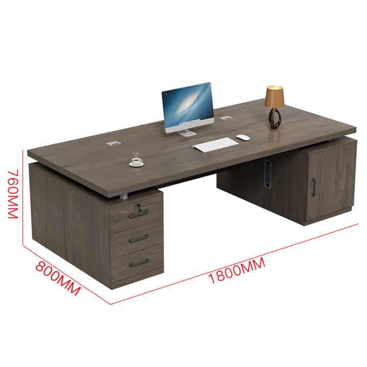 Modern Executive Office Desk Set – Compact Workstation with Double Cabinets & Chair