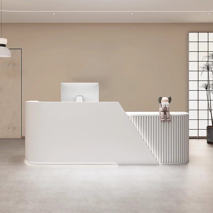 Reception Desk - Modern Curved L-Shaped Counter for Salons, Clothing Stores & Training Centres