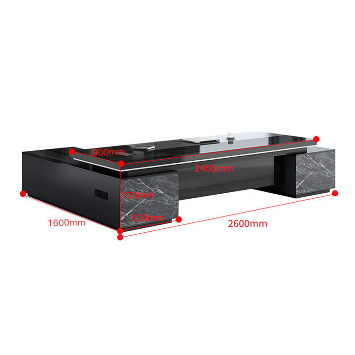 Modern Executive L-Shaped Desk – Black Office Furniture with Optional Storage and Chair