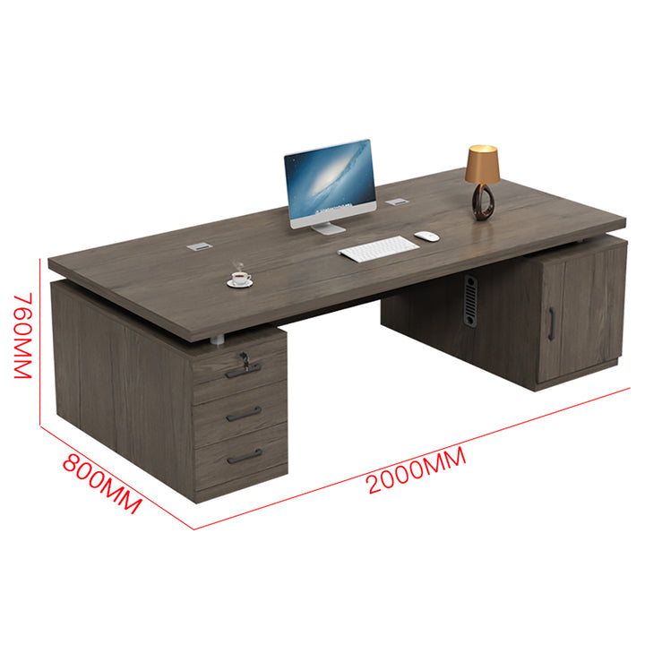 Modern Executive Office Desk Set – Compact Workstation with Double Cabinets & Chair