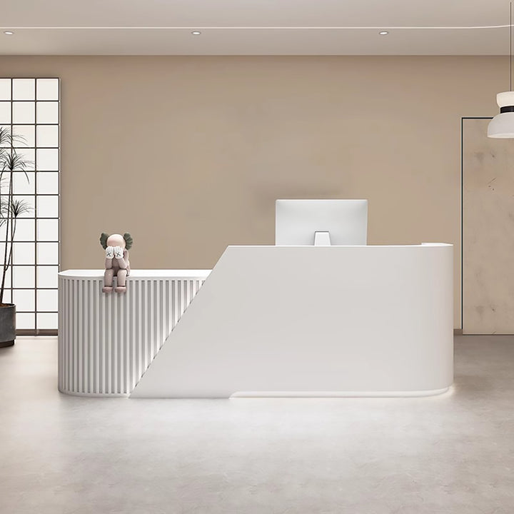 Reception Desk - Modern Curved L-Shaped Counter for Salons, Clothing Stores & Training Centres
