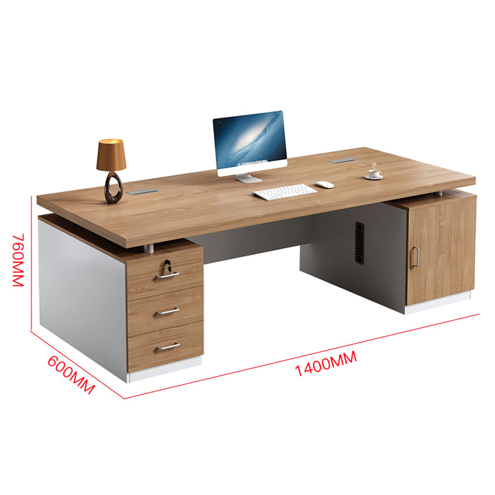 Modern Executive Office Desk Set – Compact Workstation with Double Cabinets & Chair