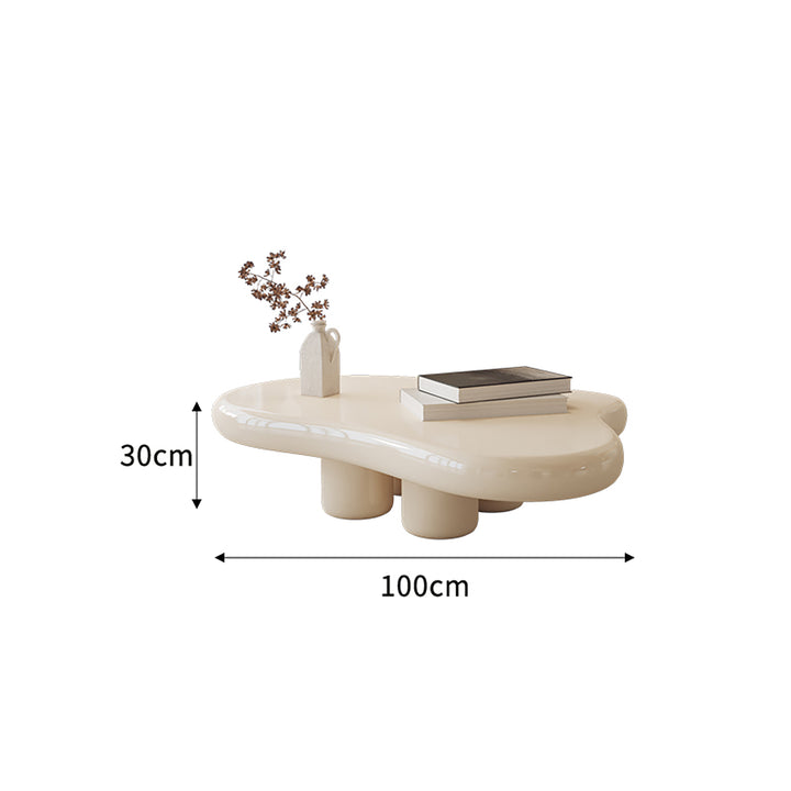 Curved Cream-Style Sofa Set – Soft Fabric Lounge with Coffee Table for Office, Boutique & Salon